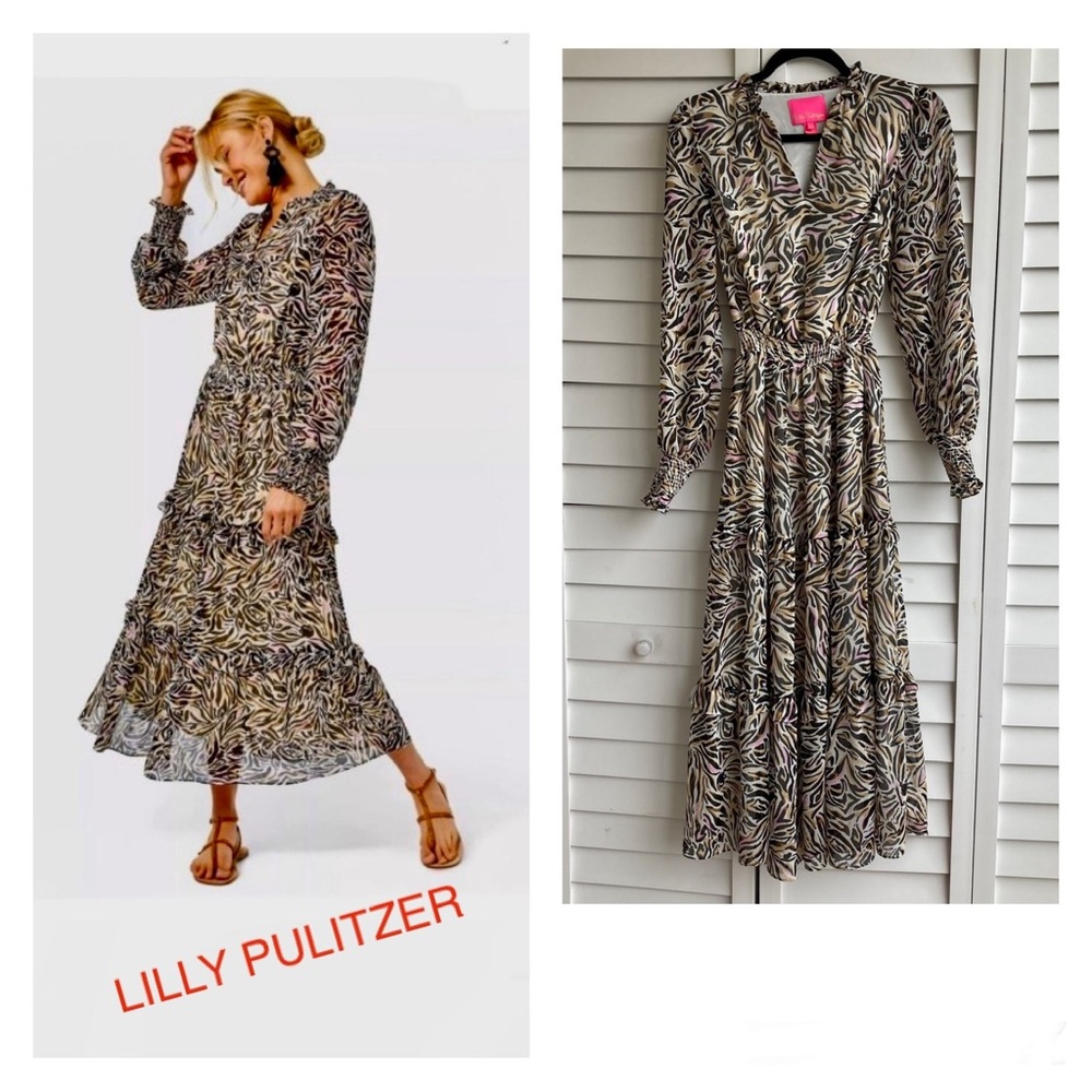 LILLY PULITZER Ardith Onyx Can You See Me Midi Dress Size: 00/S